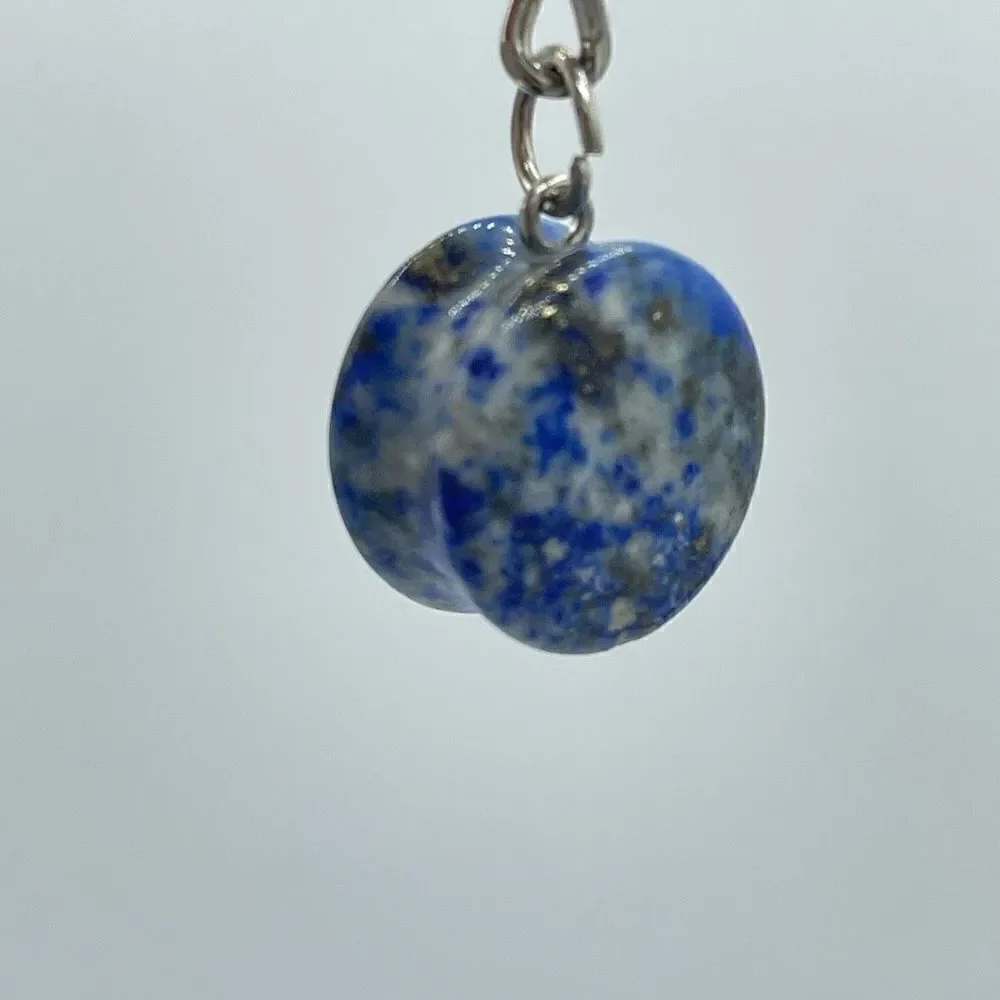 Lapis Lazuli yo-yo circle keychain key ring pendant chain NEW hand crafted seren